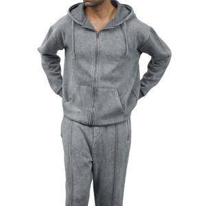 High Quality Cotton Tracksuit 2 Piece Set Hoodie and Sweatpants Custom Logo <b>Loungewear</b> Front Pocket Style Sets - Product Image 4