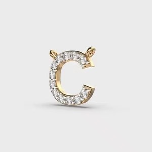 C Letter Moissanite Charm 925 Silver Gold Plated Round Brilliant Cut Pave Setting Unisex Luxury Style Everyday Wear - Product Image 5