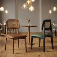 Chaises de restaurant modernes en bois avec dossier en velours et assise rembourrée pour hôtel, café, salon, cuisine et usage domestique