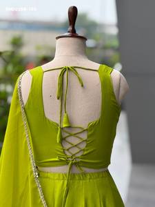 Designer Rayon Cotton with Full-Flared <b>Light</b>-Green <b>Lehenga</b>- Readymade Mirror & Diamond work Choli Set Supplier from Surat - Product Image 3