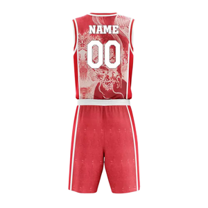 Uniforme de Baloncesto con Estampado Completo y Pantalones Cortos a Juego, Tejido de Malla Transpirable, Jersey con Cuello en V para Entrenamiento y Partidos de Liga - Product Image 3