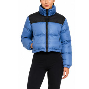 Custom Women Cropped Puffer <b>Jacket</b> With Modern <b>Quilted</b> <b>Pattern</b> Insulated Fabric For Cold Weather Streetwear And Daily Use - Product Image 4