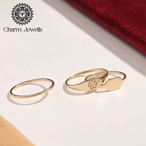 Bague Fleur Minimaliste Classique en Moissanite Plaqué Or Charm Jewells, Unisexe, pour Usage Quotidien - Product Image 4