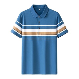 เสื้อโปโลชายลายทางปักโลโก้แบบ OEM ออกแบบเองได้ ทรงหลวม แขนสั้น ปกเสื้อแบบปกเชิ้ต สำหรับฤดูร้อน - Product Image 5