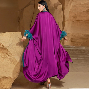 Elegant Purple Muslim <b>Abaya</b> Women Round Neck Long Sleeve Midi Plus Size Sequined Regular Hem Middle East Style <b>Prayer</b> - Product Image 6