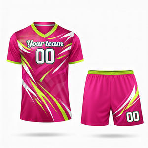 Conjunto de Uniforme de Voleibol Sublimado Verde para Equipo, 100% Poliéster, Cuello en V, Manga Corta, Absorbe la Humedad, Cintura Elástica, Unisex - Product Image 4