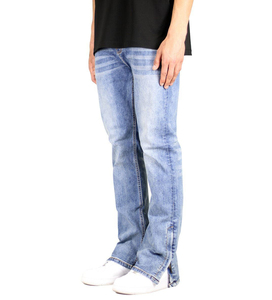 Jean slim homme style streetwear, denim extensible 2 directions, 5 poches, couleur claire, taille haute, avec technique de lavage à la taille, à prix abordable - Product Image 5