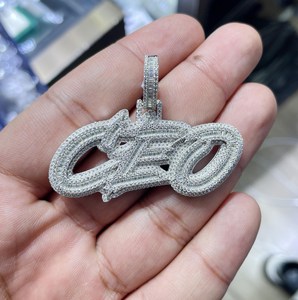 Pendentif Lettre Personnalisé Sertie de Diamants Moissanite VVS en Alliage Plaqué Argent, Breloque Hiphop Unisexe, Bijou Cadeau - Product Image 5