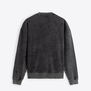 Sweat-shirt unisexe personnalisé 100 % coton épais délavé à l'acide, coupe oversize, doublé, épaules tombantes, col rond, style streetwear vieilli - Product Image 3