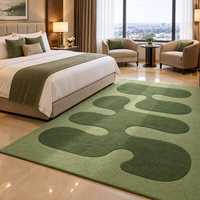 Tapis en laine verte abstrait moderne tufté à la main pour chambre à coucher, salon, hôtel