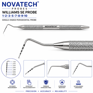 หัววัดวินิจฉัยโรคปริทันต์แบบปลายเดียว Novatech Williams SE Probe 1-2-3-5-7-8-9-10 Markings # 6 # 7 # 8 # 30 เซโทเมดโปร - Product Image 2