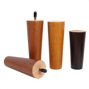 Solid Wood Round Furniture Legs Replacement Sofa Cabinet Dresser Legs Natural Finish Heavy Duty Wooden Feet Wood Round Sofa Legs - Product Image 1