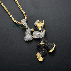 Hip Hop 925 Silver Mickey <b>Mouse</b> Pendant Lab Grown Diamond Cartoon Charm Gold Plated Unisex Jewelry - Product Image 2