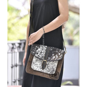 LW – sac à bandoulière en cuir pour femmes, fabriqué à la main, vente en gros, sac à épaule de luxe avec imprimé vache - Product Image 2