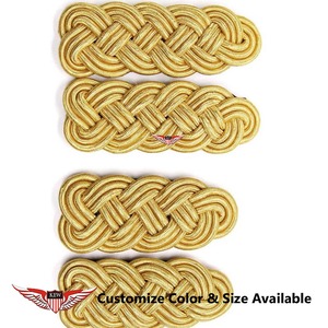 KEW Eco-Friendly Vintage Gold Customizable <b>Braided</b> Shoulder Board Bullion Wire Thread Epaulettes <b>Accessory</b> - Product Image 2