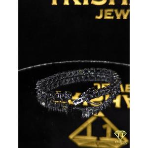 Premium Round Brilliant Cut Moissanite Tennis <b>Bracelet</b> in 925 <b>Sterling</b> <b>Silver</b> <b>Silver</b> Plated with IGI Certified Stones for Men - Product Image 2