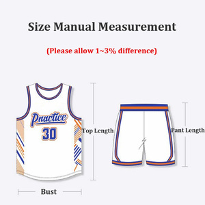 Practice Basketball Jersey Set <b>White</b> Blue Orange Sublimated Quick Dry Unisex Adult Tank Top Shorts Teamwear OEM - Product Image 3