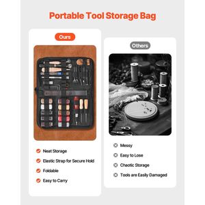 Borsa Portatile in Tela per Kit di 38 Utensili per Lavorazione del Cuoio, per Incisione, Punzonatura, Cucitura, Stampaggio e Taglio per Artigianato in Pelle - Product Image 5