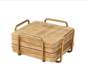 Modern Handcrafted Eco-Friendly Modern Wooden <b>Coaster</b> Set Elegant Durable <b>Drink</b> <b>Coasters</b> for Tea Coffee Home Decor India - Product Image 5