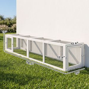 Recinto per Gatti in Legno Bianco Resistente alle Intemperie 79"L X 15"W X 15"H per Connessione Interna-Esterna - Product Image 3