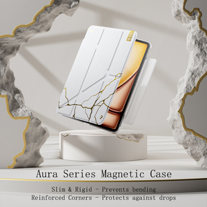 Nouvel Étui en Cuir PU Plaqué Or OEM/ODM pour <span class=keywords><strong>iPad</strong></span> 10e/11e Génération A16 2025, Protection Intégrale avec Boucle pour Stylet et Chargement Magnétique, <span class=keywords><strong>Marbre</strong></span> Doré - Product Image 4