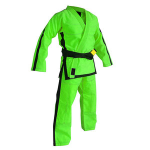 Kimono BJJ unisexe 100% coton bleu foncé avec surpiqûres jaunes, léger, respirant, durable, vêtement d'arts martiaux, coupe ample, taille adulte - Product Image 2