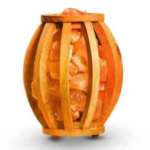 Lampe de Sel Rose de l'Himalaya Artisanale de Qualité Originale, Style Bouddhiste, Veilleuse, Coquille Sculptée, Panier en Bois pour Décoration Intérieure - Product Image 3