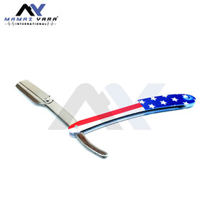 Barber Razors Premium Stainless Steel Blade Flag Paper-Coated Handle Straight Edge Manual Shaver <b>Men</b> Salon Barber Razors Oem Odm - Product Image 2
