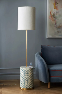 Bone Inlay Geometric Zig Zag Design Carved Handcrafted Modern Table Lamp with Elegant Style for Home Decoration - Product Image 5