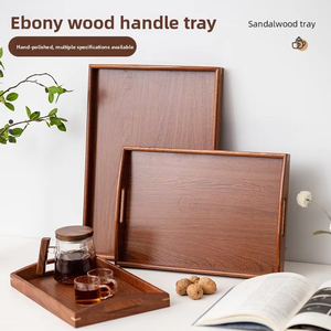 Bandeja Rectangular de Madera Maciza de Teca Africana, Plato de Servicio de Té de Madera Premium, Bandeja para Tazas de Agua, Plato de Bambú - Product Image 5