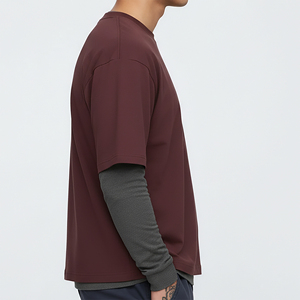 Camiseta de Manga Corta para Hombre, Cuello Redondo, Color Sólido, 100% Algodón, Corte Holgado, Logotipo Serigrafiado en la Parte Delantera, Diseño Liso, Estilo Casual - Product Image 2