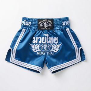 กางเกงมวยไทยผู้ชาย OEM/ขายส่ง แบบกำหนดเอง โลโก้ด้านหน้า สีสันปรับแต่งได้ เป็นมิตรกับสิ่งแวดล้อม ระบายอากาศได้ดี แห้งเร็ว น้ำหนักเบา - Product Image 3