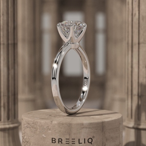 Bague de fiançailles classique en or blanc 14 carats avec diamant rond de 2 carats, solitaire à 6 griffes, fournisseur OEM ODM - Product Image 4