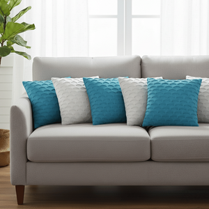 SOGA Ensemble de 6 housses de coussin décoratives bleu marine et blanc pur de 45 cm, motif vague festonnée, pour canapé ou chambre à coucher - Product Image 3