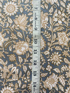 Tela de Algodón Estampada a Mano con Diseño Floral Indio, Color Azul Abeto, Naranja Gamboge, Multiusos, por Metro, para Ropa de Mujer y Fundas de Almohada - Product Image 2