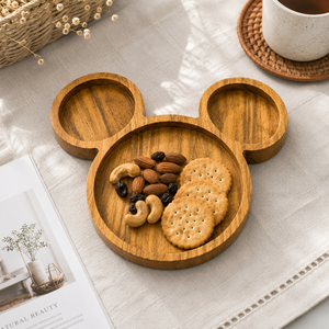 Handcrafted Wooden Serving Tray with 3 Compartments | Cartoon Mouse Shape Snack & Serving Platter - Product Image 6