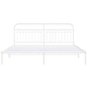 Cadre de lit traditionnel rectangulaire en acier blanc, lits en métal - Product Image 4