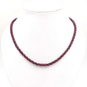 Vòng Cổ Bạc Garnet Màu Hồng Tự Nhiên, Vòng Cổ Xoắn Đính Cườm Trang Sức, Vòng Cổ Trang Sức Ngày Của Phụ Nữ