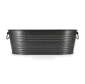 Bac ovale en fer galvanisé de 16 gallons, noir - Product Image 2