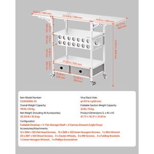 Carrello Portaoggetti Pieghevole Compatibile con Macchina Cricut, Tavolo Richiudibile con Lati Pieghevoli per Materiali Creativi - Product Image 3