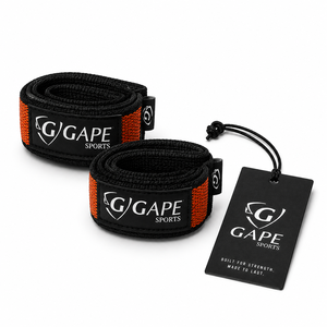 Sangles de levage GAPE SPORTS en nylon noir et orange avec fermeture Velcro réglables pour entraînement de force unisexe – Prix de gros, personnalisation OEM - Product Image 1