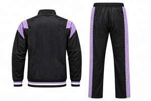 Custom <b>Men</b> Black <b>Purple</b> Tracksuit Zip Up Jacket Striped Jogger Pants Activewear <b>Suit</b> Two Piece Casual Athletic Sweatsuit Apparel - Product Image 5
