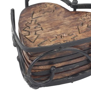 Modern Wooden Coaster Set with Cute Design Eco-Friendly <b>Scratch</b> Resistant Cup Holders for Mugs Glasses Bottles at Best Price - Product Image 3