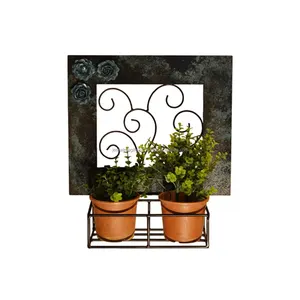 Modern stil Metal iki ekici ile kahverengi toz kaplama bitirme gül tasarım yuvarlak şekil siyah bahçe dekorasyon için standı