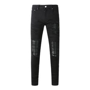 Vaqueros desgastados con parches personalizados, corte holgado y recto, estilo hip hop streetwear, efecto apilado, denim vintage lavado, elásticos Y2K - Product Image 6