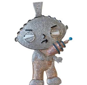 Beau pendentif en argent sterling Moissanite blanc forme ronde pendentif personnalisé cadeau pour anniversaire - Product Image 1