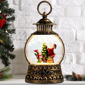 Christmas Retro Style Santa Snow Globe with Musical <b>LED</b> Lantern <b>Lights</b> 6H Timer <b>USB</b> Powered Party Decoration Set - Product Image 1