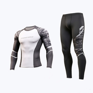 Conjunto de Compresión Rash Guard de Manga Larga para Hombre, Personalizado al por Mayor, de Spandex y Poliéster, de Secado Rápido, para Deportes, Gimnasio y Fitness - Product Image 1