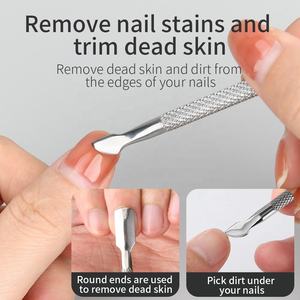 Removedor de Piel Muerta Desechable de Doble Punta OEM, Empujador de Cutículas de Acero Inoxidable, Juego de 2 Piezas para Arte de Uñas ANAAIF - Product Image 2
