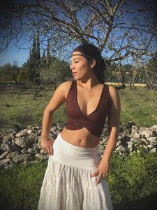 Top Corto con Cuello en V Profundo, Estilo Boho, Elástico, Suave y Ajustado, para Mujer, Informal y Elegante - Product Image 3